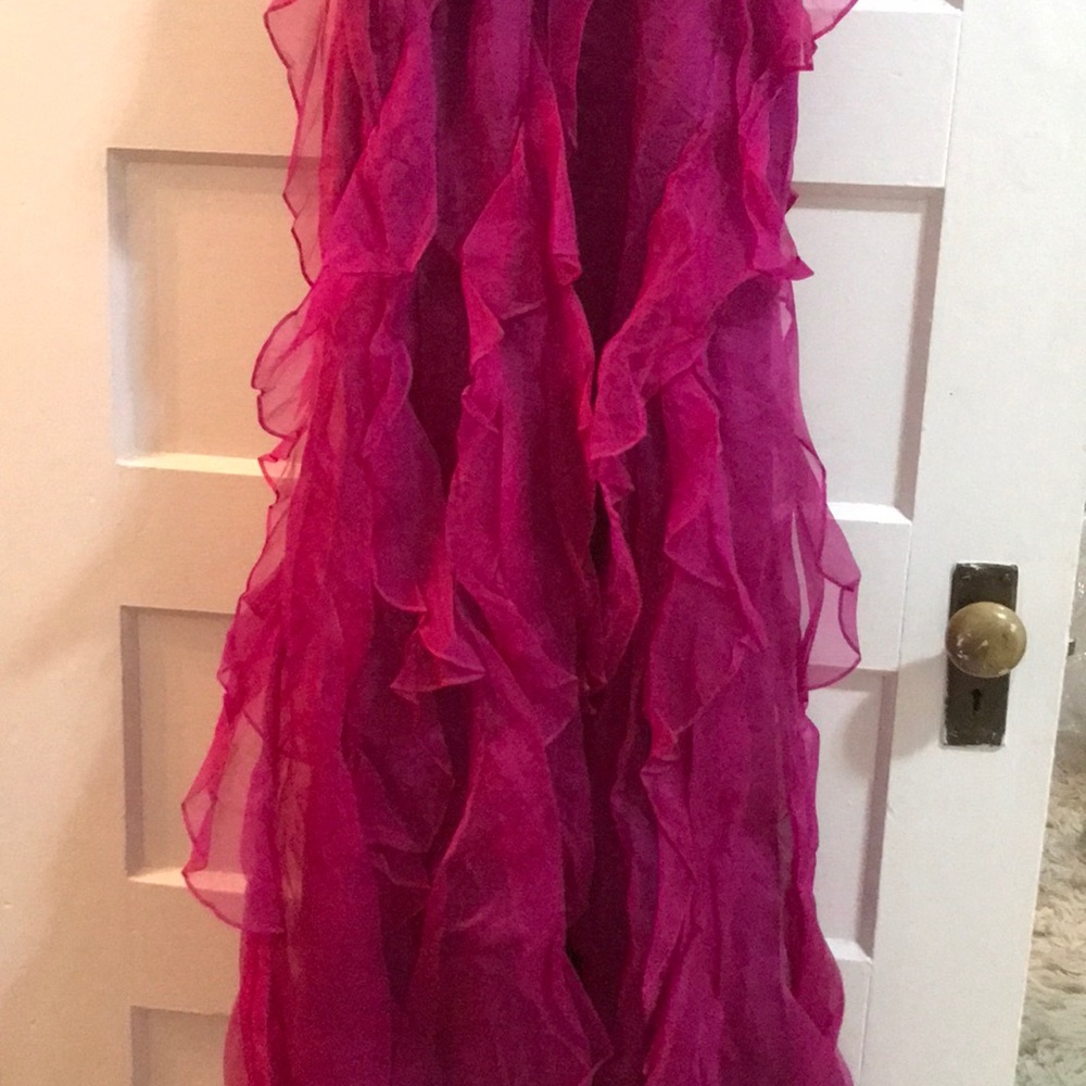 Badgley Mishka Strapless Ruffles Gown Prom Wedding - Picture 3 of 6